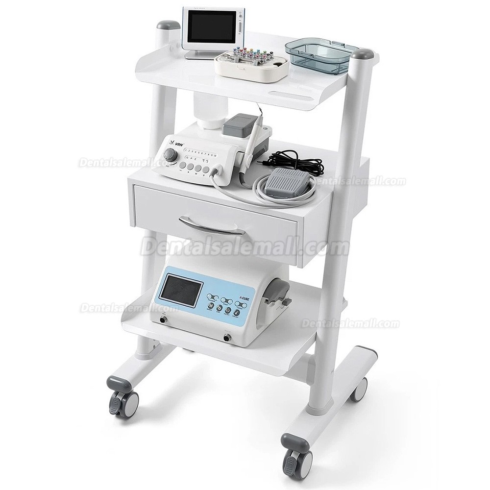 Dentech T3-4 Mobile Dental Trolley Cart Three-Tier with Storage Cabinet